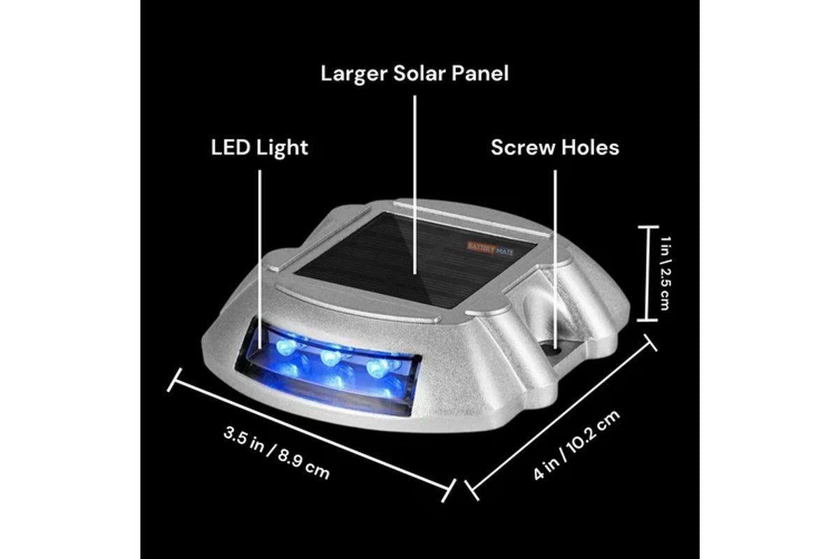 [4 Pack] Solar Deck Lights Blue Color Waterproof 6 LED Driveway Safety Light for Pathway