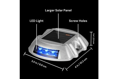 [4 Pack] Solar Deck Lights Blue Color Waterproof 6 LED Driveway Safety Light for Pathway