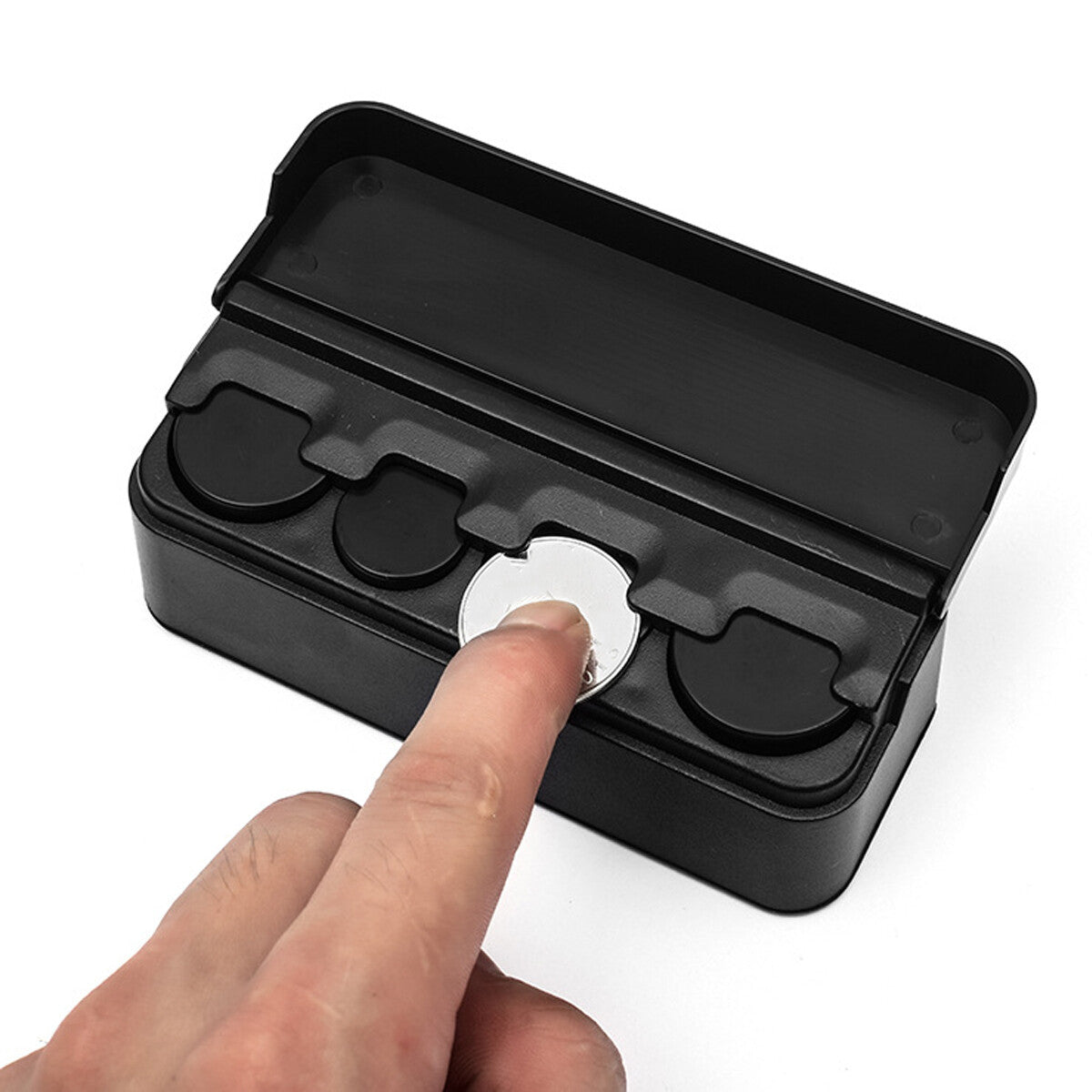 2X Portable Car Coin Holder Mini Change Storage Box Interior Organizer Container