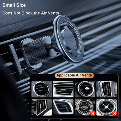 Magnetic 360° Rotation Car Vent Mount Phone Holder for Iphone 15 14 13 12 Series, with Metal Ring for Others Cell Phones as Samsung Galaxy and so On