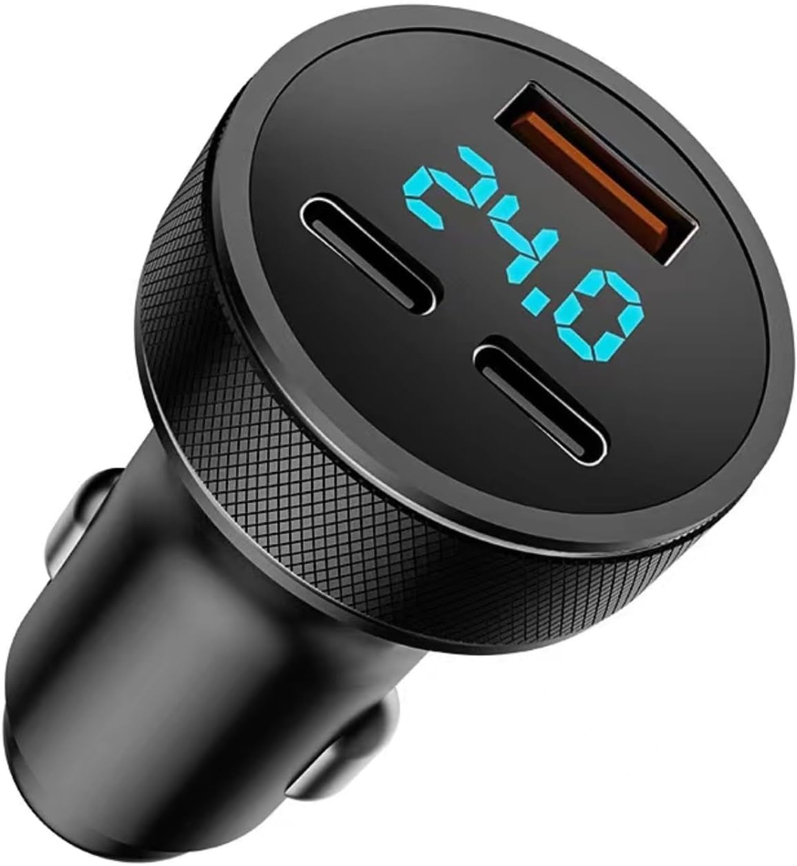 USB C Car Charger,78W Dual PD3.0 + QC 3.0 3 Port USB Fast Charging Adapter, Mini Metal USB Cigarette Lighter with LED Digital Voltmeter for Iphone 11/12/13/14, Macbook,Ipad Pro, Samsung S22/S21