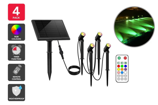 Solar Outdoor Spotlights (4 Pack)