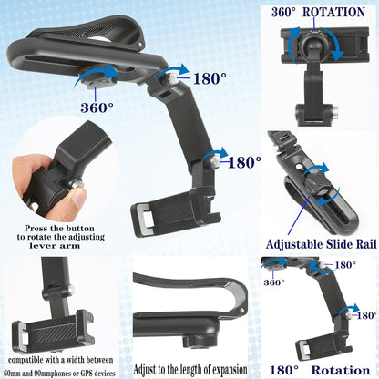 Sun Visor Car Phone Holder，1080° Multifunctional Sun Visor Universal 360 Rotating Rear View Mirror Phone Holder, Foldable Cell Phone Mount Clip for All Mobile Phones