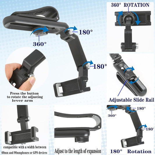 Sun Visor Car Phone Holder，1080° Multifunctional Sun Visor Universal 360 Rotating Rear View Mirror Phone Holder, Foldable Cell Phone Mount Clip for All Mobile Phones