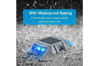 [4 Pack] Solar Deck Lights Blue Color Waterproof 6 LED Driveway Safety Light for Pathway