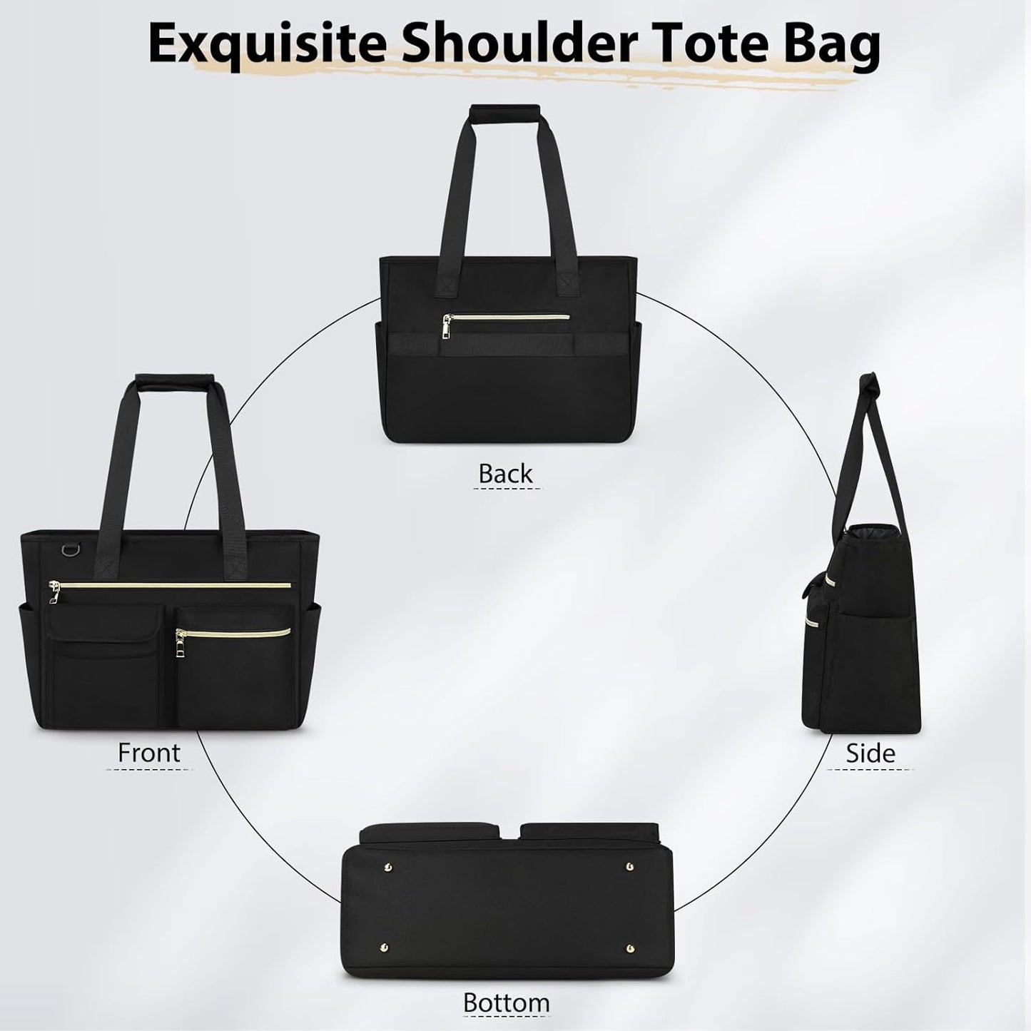 Tote Bag with Zipper Large 15.6 Inch Laptop