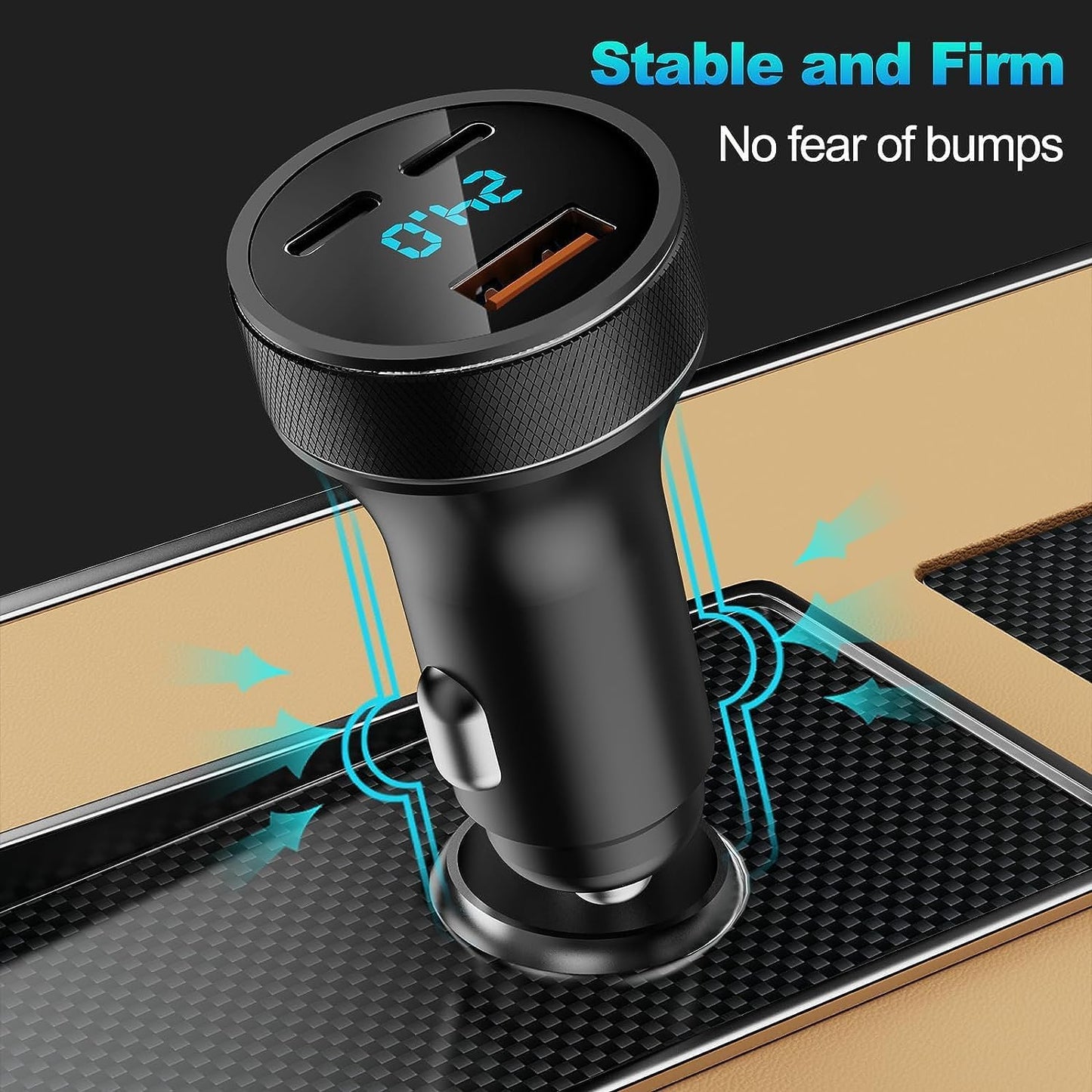 USB C Car Charger,78W Dual PD3.0 + QC 3.0 3 Port USB Fast Charging Adapter, Mini Metal USB Cigarette Lighter with LED Digital Voltmeter for Iphone 11/12/13/14, Macbook,Ipad Pro, Samsung S22/S21