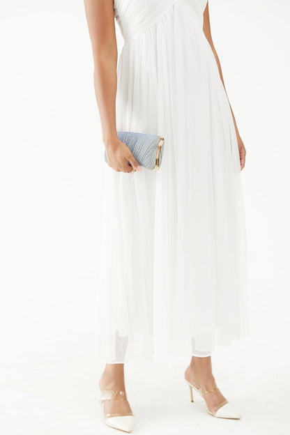 Golden Glitter Clutch with Rhinestone Ring