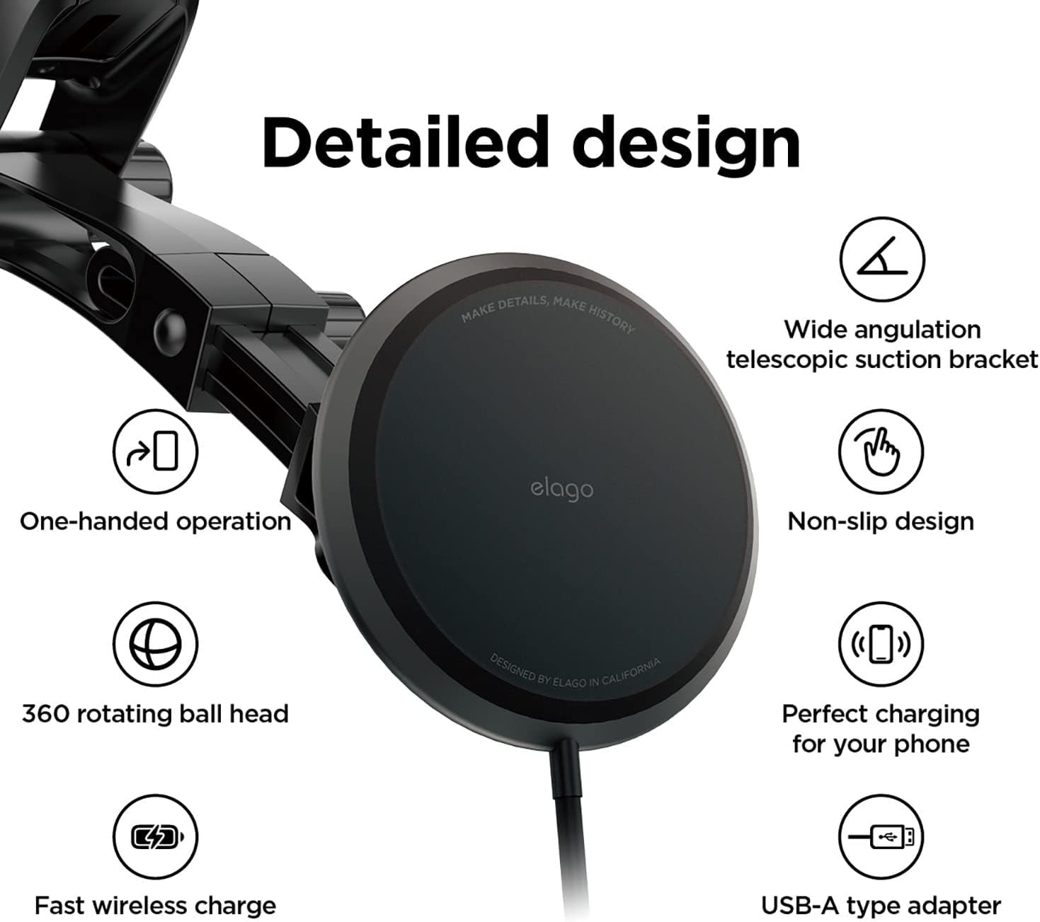 Magnetic Car Charger Mount Compatible with Magsafe, Compatible with Iphone 17/16/15/14/13/12/11 Series, All Other Brand Wireless Charging Phones - Magnetic Ring Included, Two Mounting Options