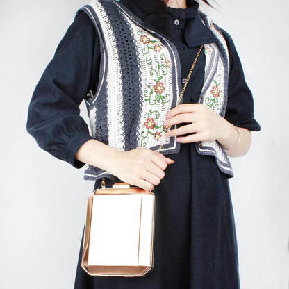 Lattice Pattern Metal Handbag