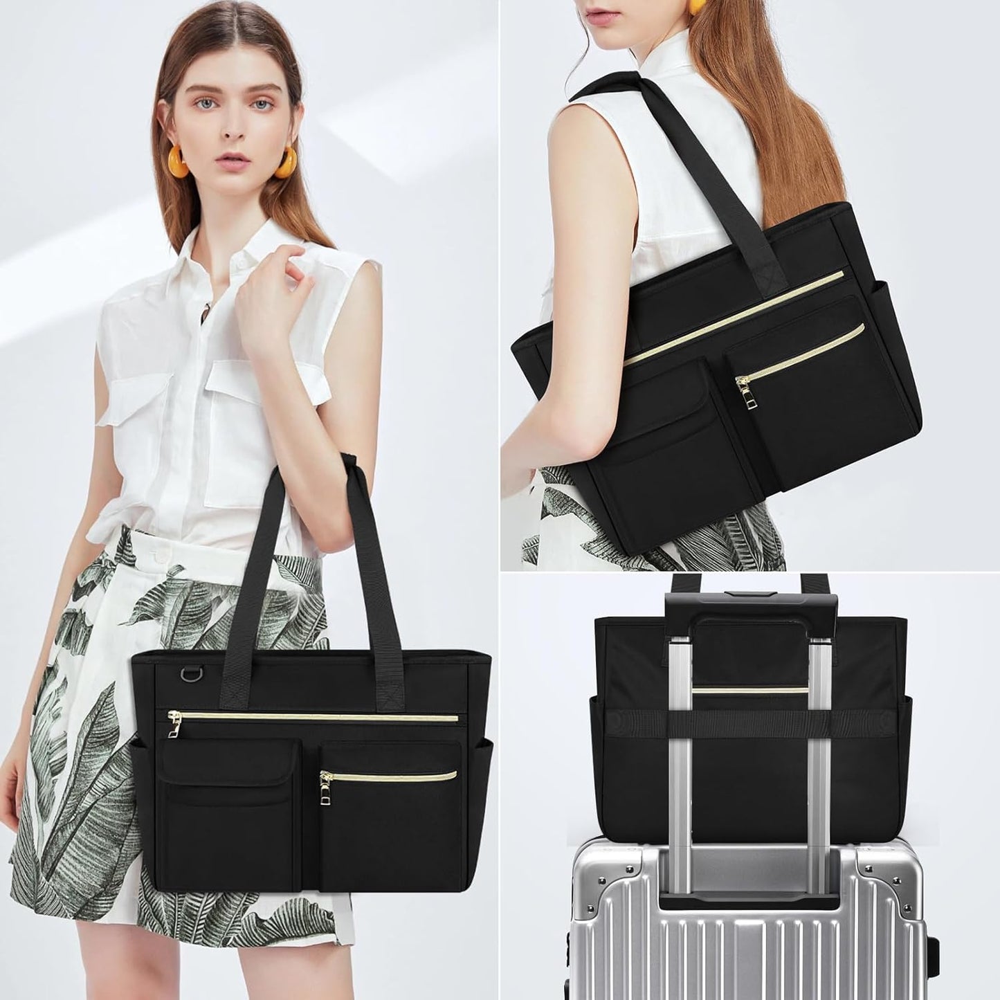 Tote Bag with Zipper Large 15.6 Inch Laptop