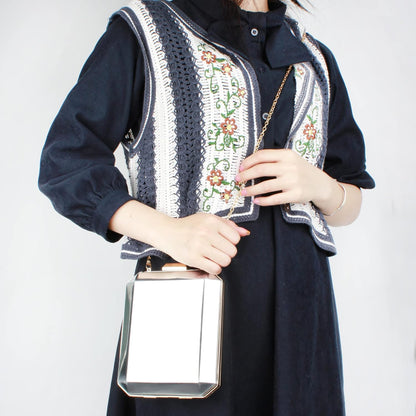 Lattice Pattern Metal Handbag