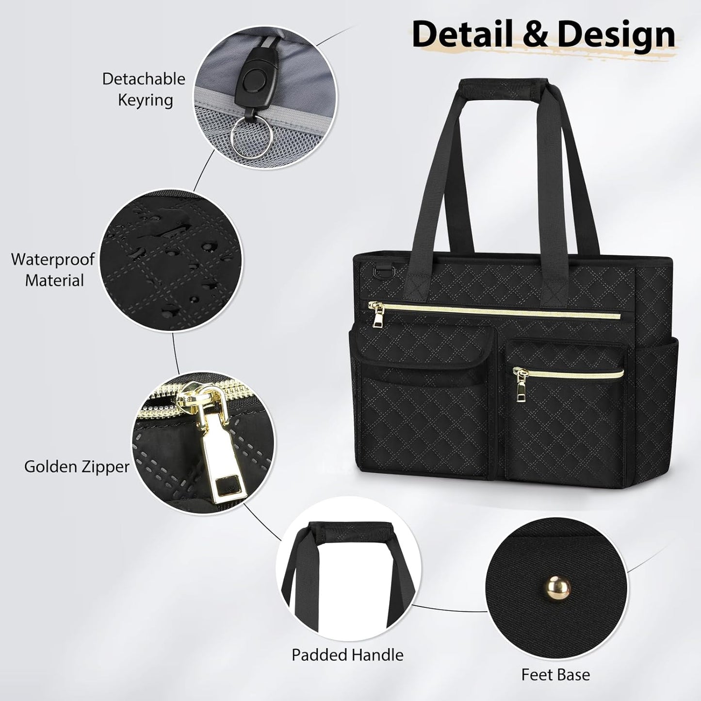 Tote Bag with Zipper Large 15.6 Inch Laptop