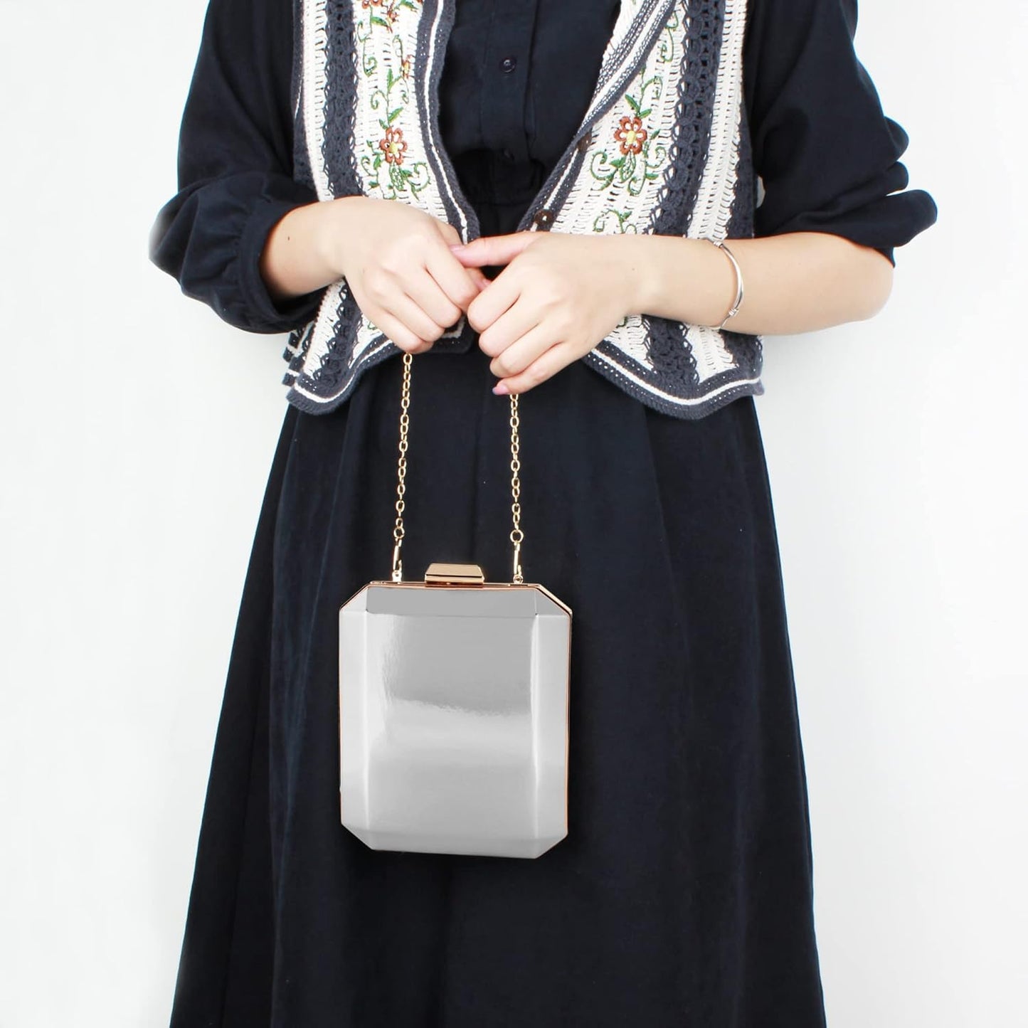 Lattice Pattern Metal Handbag