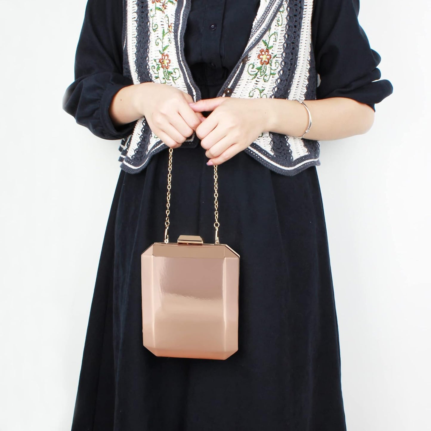 Lattice Pattern Metal Handbag