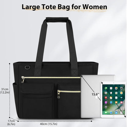 Tote Bag with Zipper Large 15.6 Inch Laptop