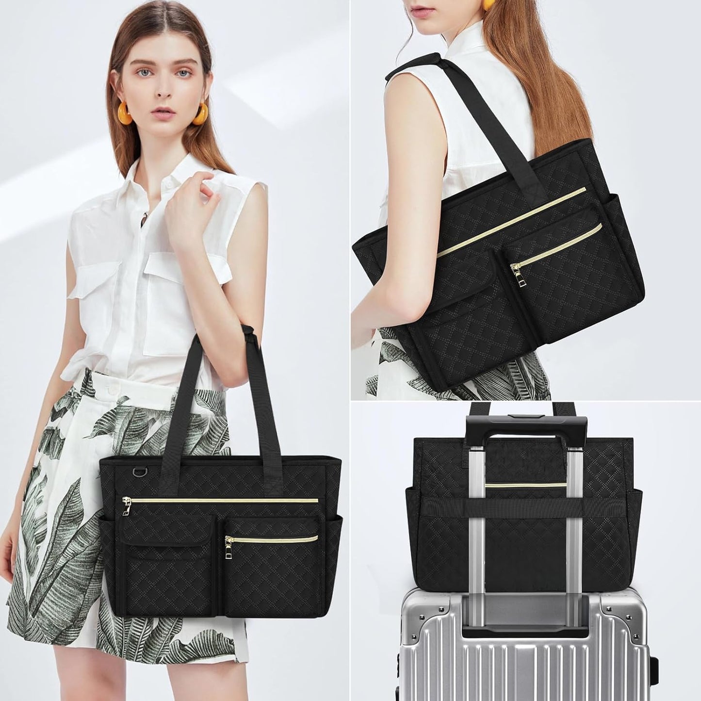 Tote Bag with Zipper Large 15.6 Inch Laptop