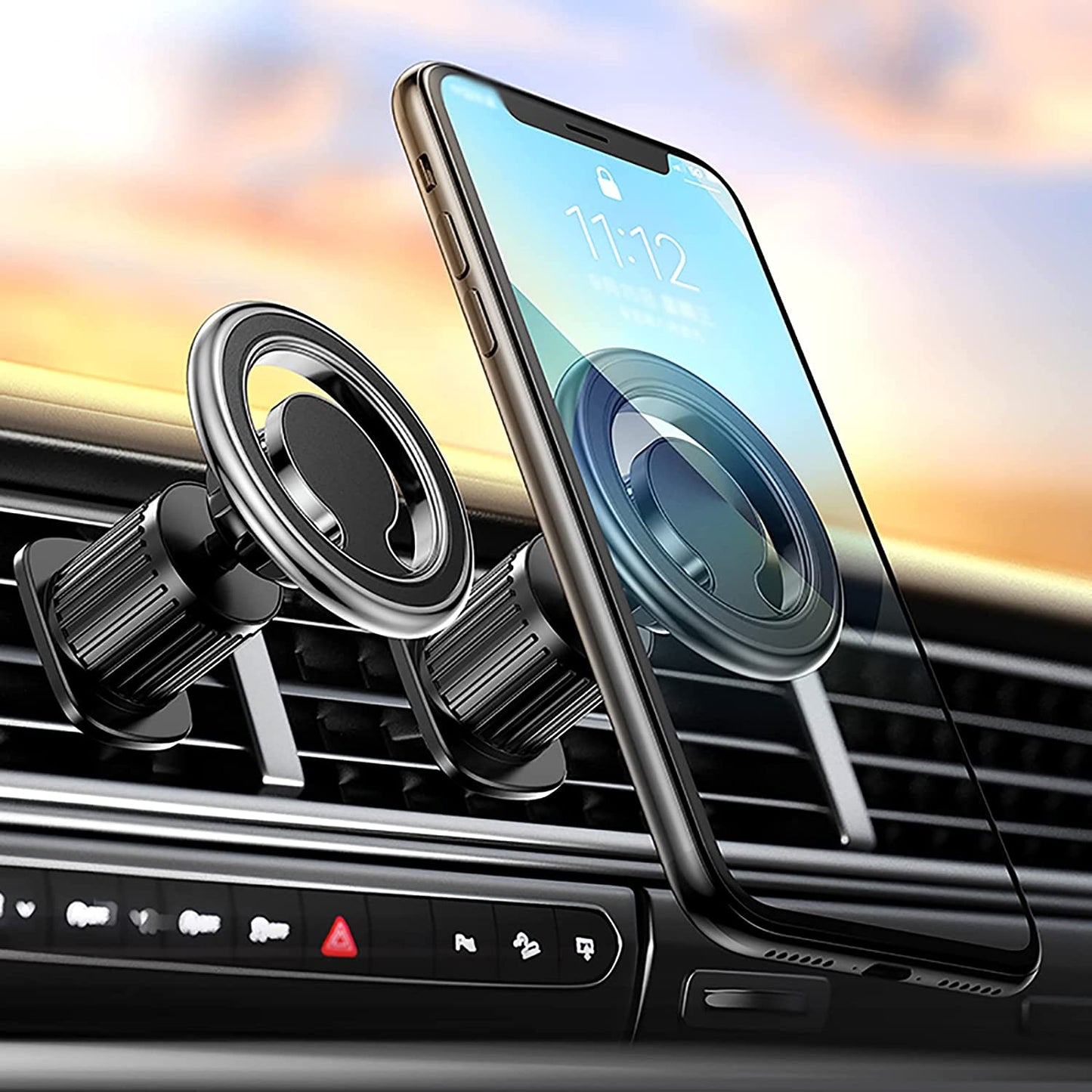 Magnetic 360° Rotation Car Vent Mount Phone Holder for Iphone 15 14 13 12 Series, with Metal Ring for Others Cell Phones as Samsung Galaxy and so On