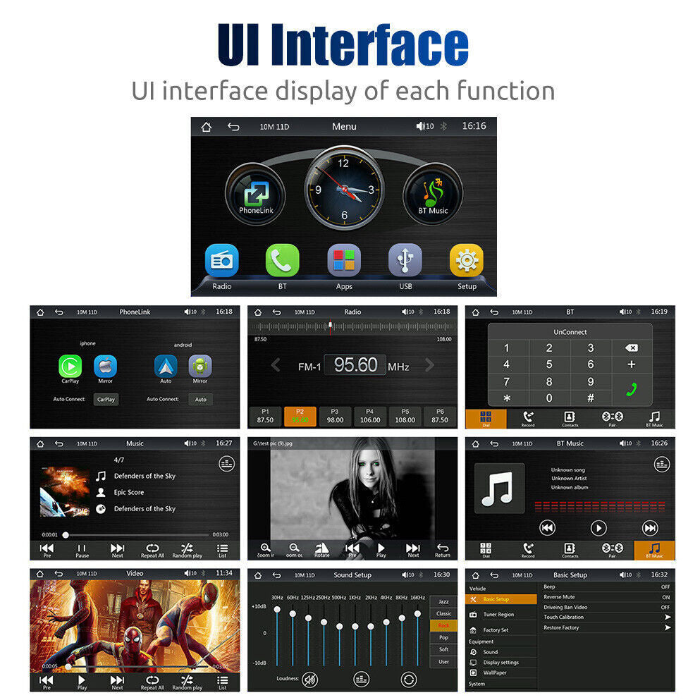 7" Portable Car Stereo Radio for Apple CarPlay Android Auto Bluetooth 