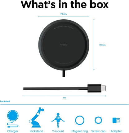 Magnetic Car Charger Mount Compatible with Magsafe, Compatible with Iphone 17/16/15/14/13/12/11 Series, All Other Brand Wireless Charging Phones - Magnetic Ring Included, Two Mounting Options