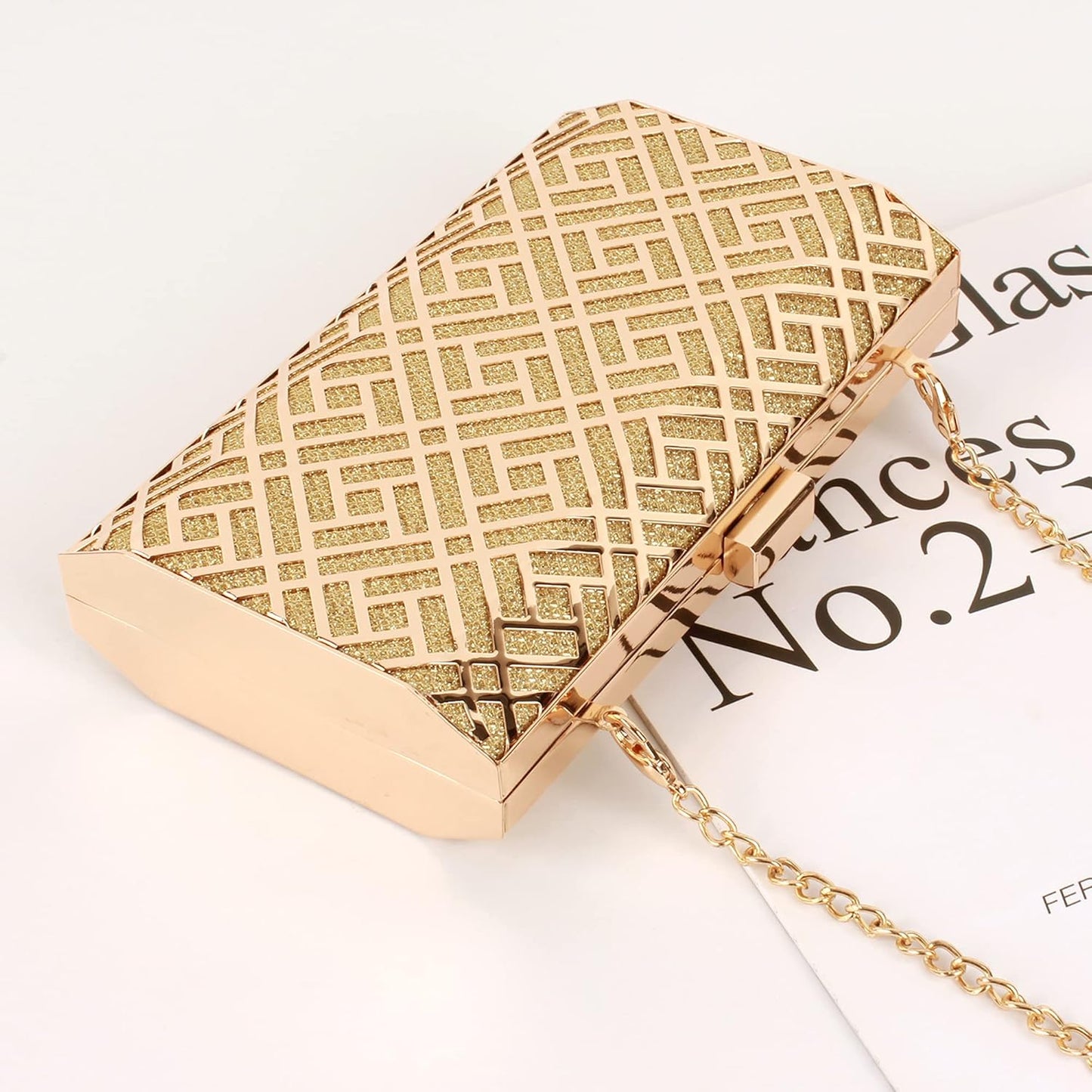 Lattice Pattern Metal Handbag