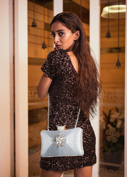 Lattice Pattern Metal Handbag