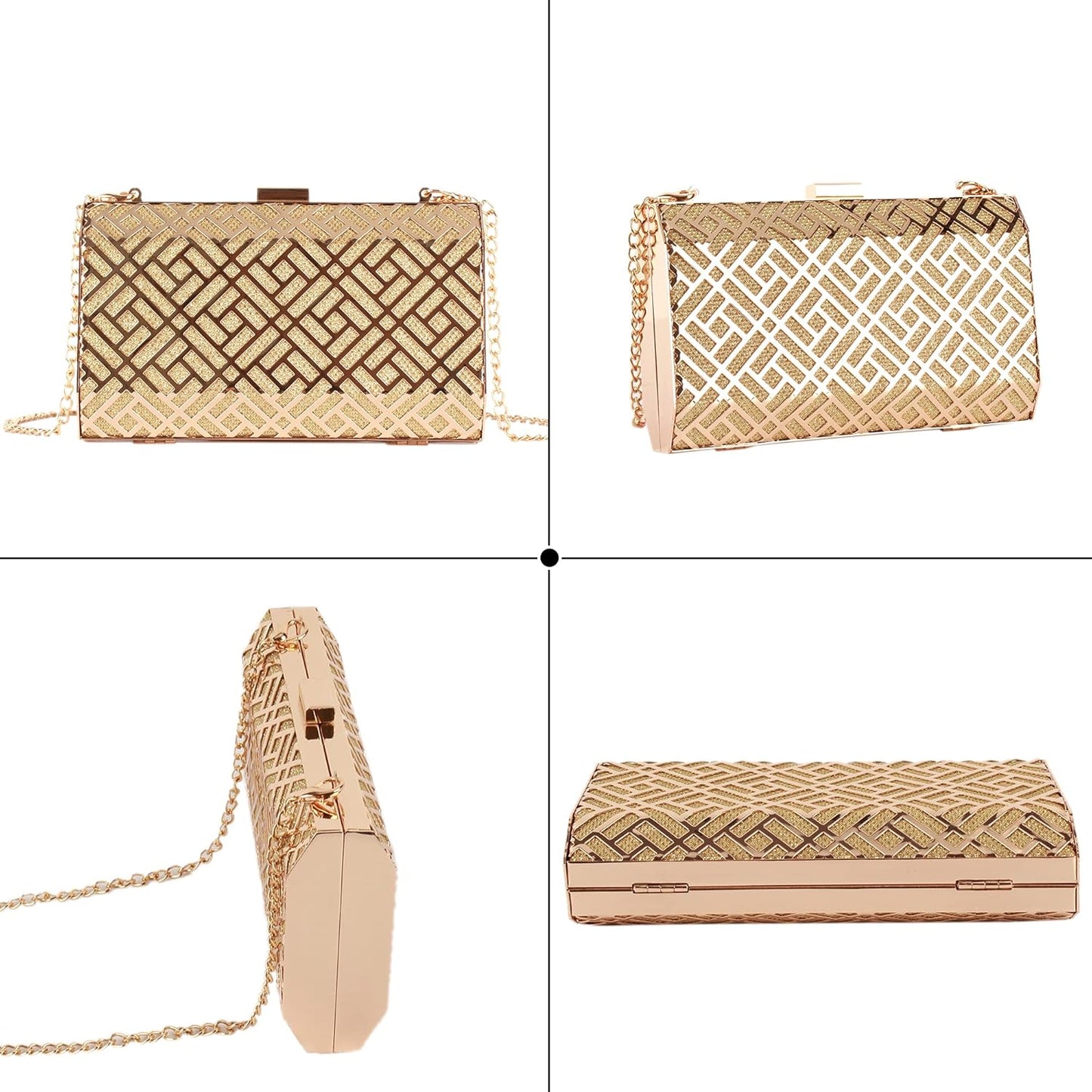 Lattice Pattern Metal Handbag
