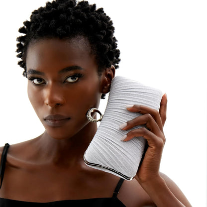 Golden Glitter Clutch with Rhinestone Ring