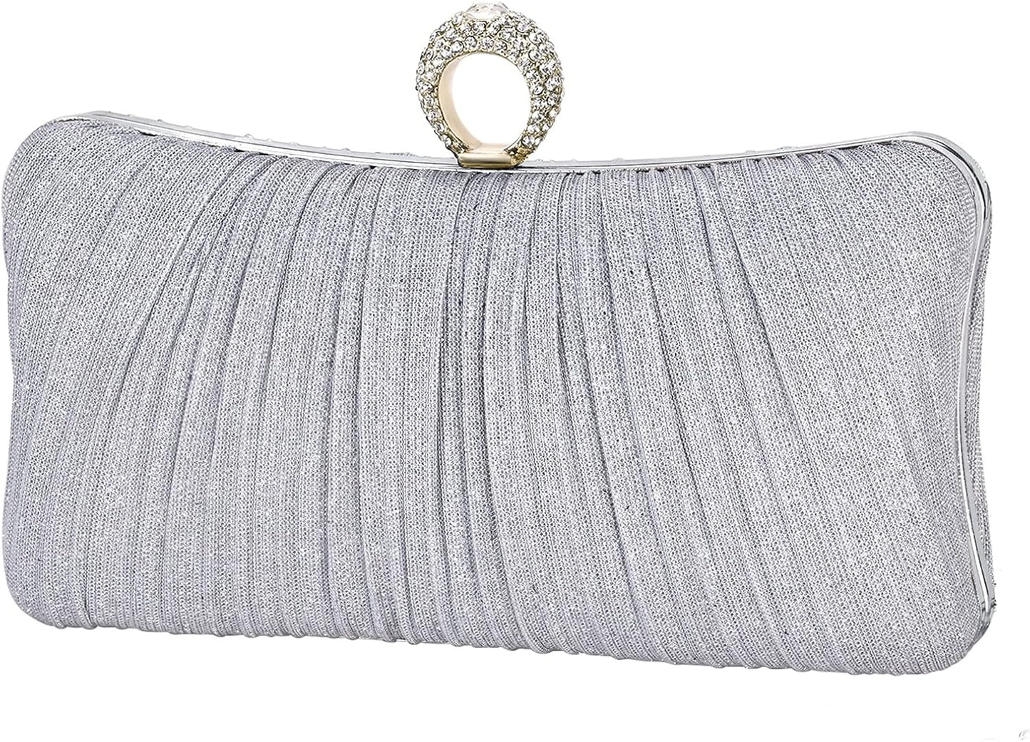 Golden Glitter Clutch with Rhinestone Ring