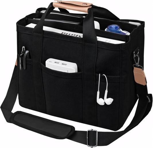 Canvas Tote Bag with Multi-Pockets