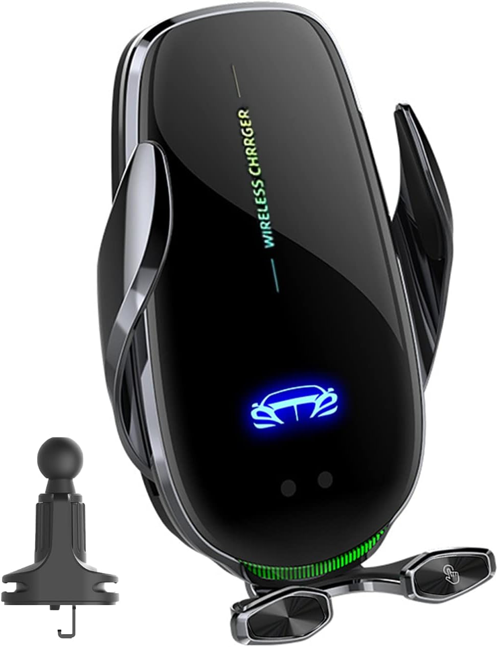 15W Fast Wireless Phone Charger, Car Wireless Phone Charger and Holder, Auto-Clamping Senser Hand Free, Rechargerable Battery, Suit for Car Office Kitchen, round Vent Friendly, Case Friendly