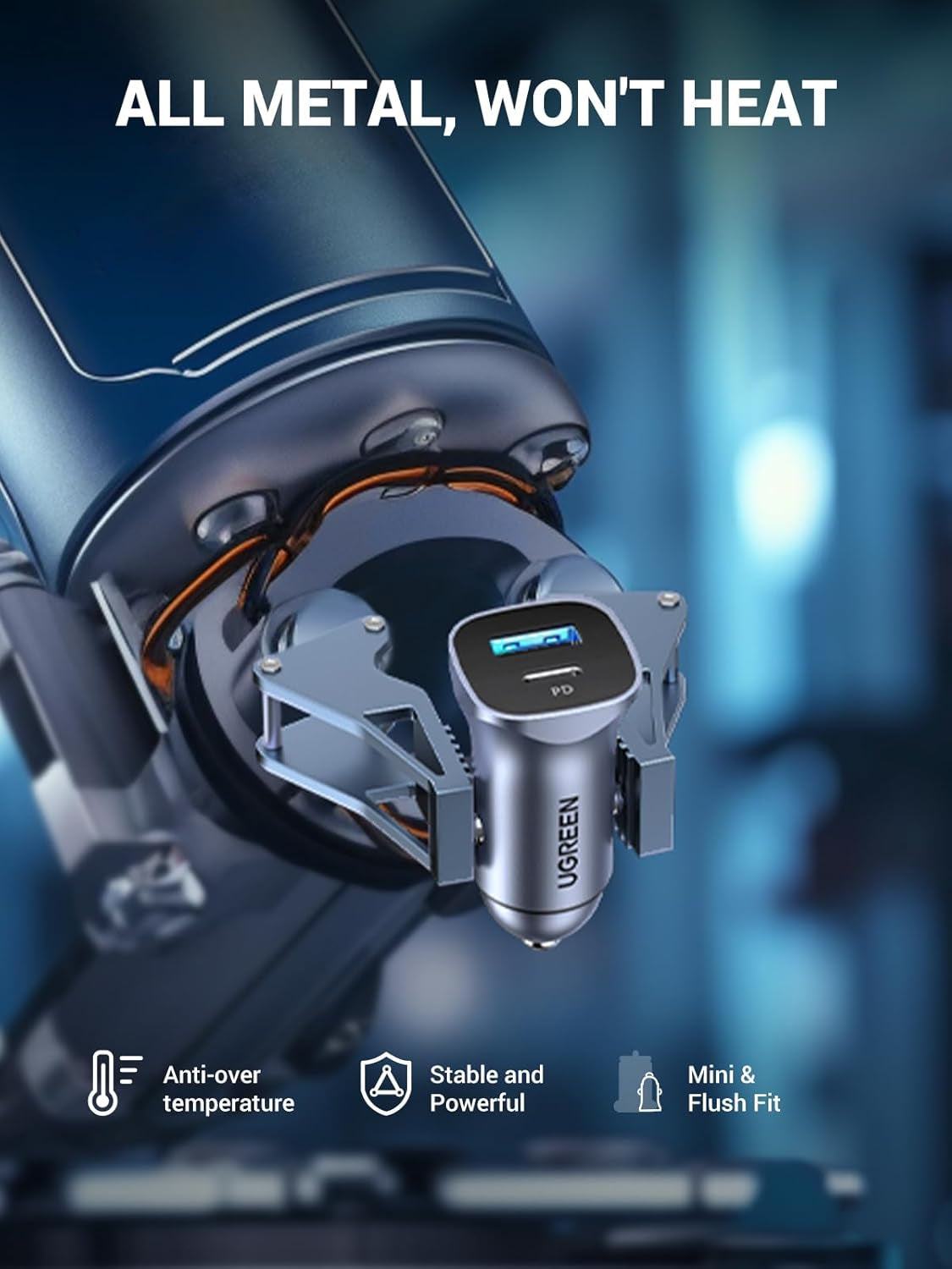 Car Charger USB C, 2 Ports PD 20W & QC18W, Super Mini, Aluminum Alloy, Space Grey, Compatible with Iphone 17/16/15/14/13, Galaxy S25/S24/S23, Pixel 10/9, LG, Ipad