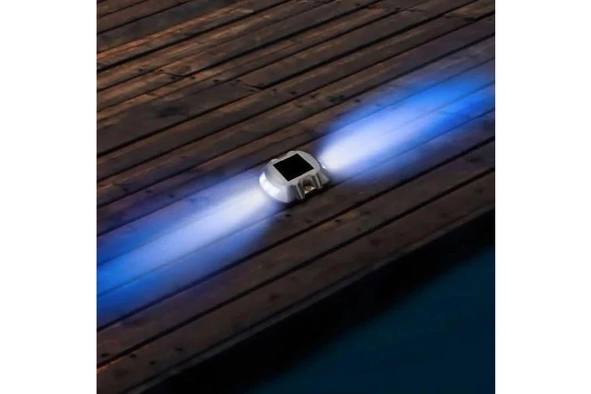 [4 Pack] Solar Deck Lights Blue Color Waterproof 6 LED Driveway Safety Light for Pathway