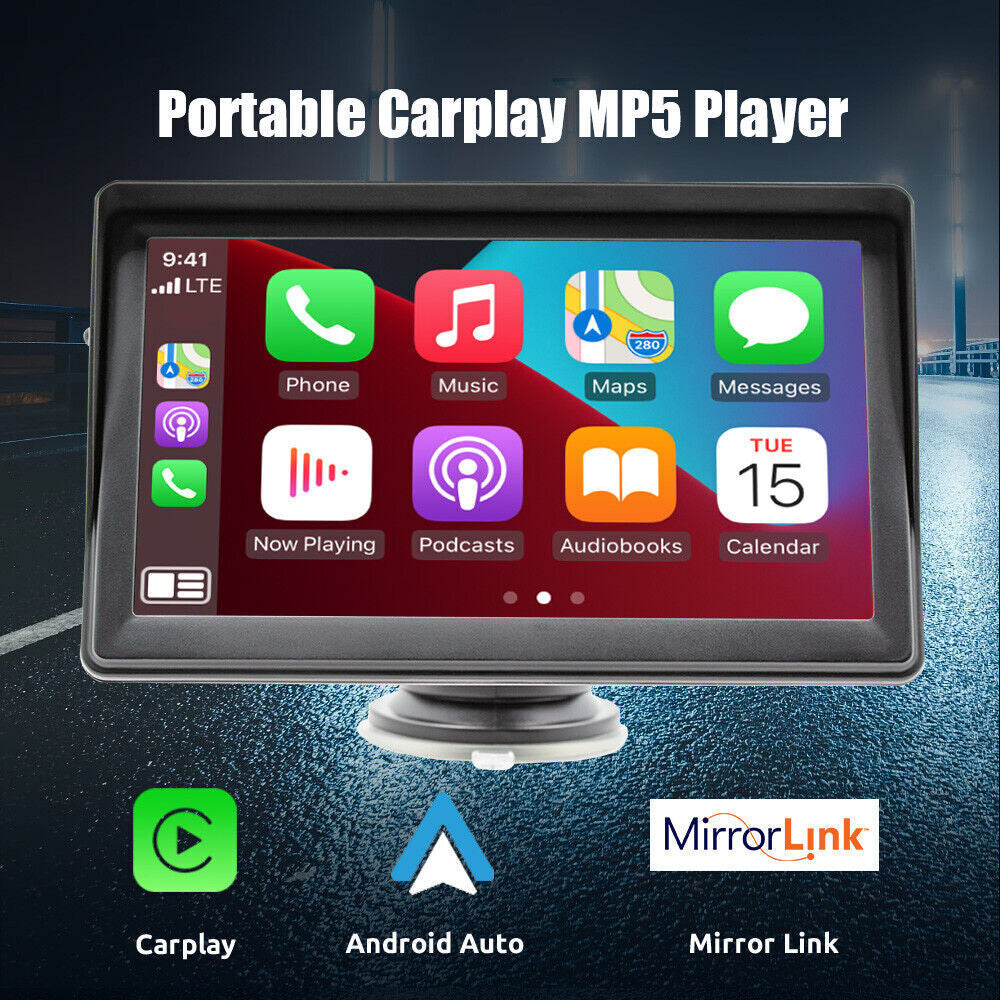 7" Portable Car Stereo Radio for Apple CarPlay Android Auto Bluetooth 