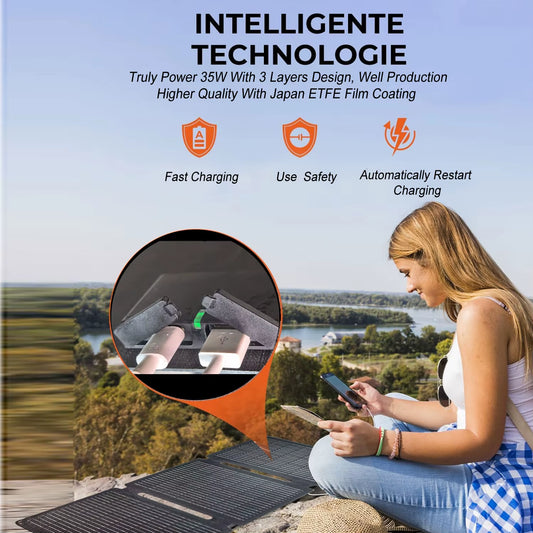 Solar Panel Foldable 35W Solar Panel Camping Solar Charger with USB-B PD 35 W, Type Max Solar Charger, Solar Module Folda