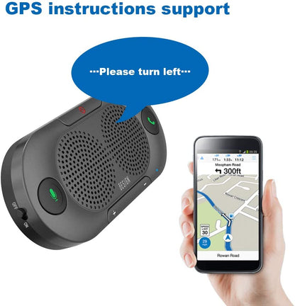 BK06 Bluetooth 5.0 in Car Speakerphone with Visor Clip, Wireless Car Kit for Handsfree Talking, Motion Auto On, Siri Google Assistant Support, Dual 2W Speakers