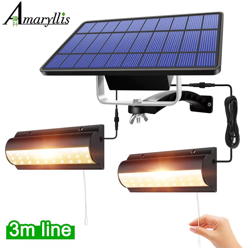 Solar Pendant Lights Outdoor Indoor Auto on off Solar Lamp for Barn Room Balcony Chicken with Pull Switch and 3M Line