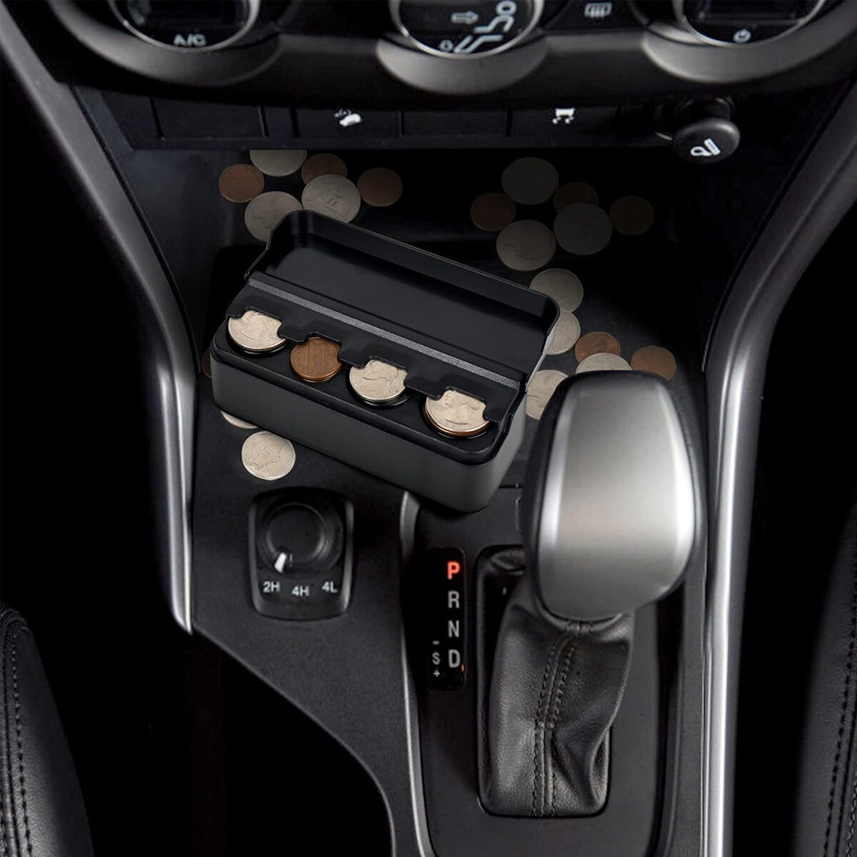 2X Portable Car Coin Holder Mini Change Storage Box Interior Organizer Container