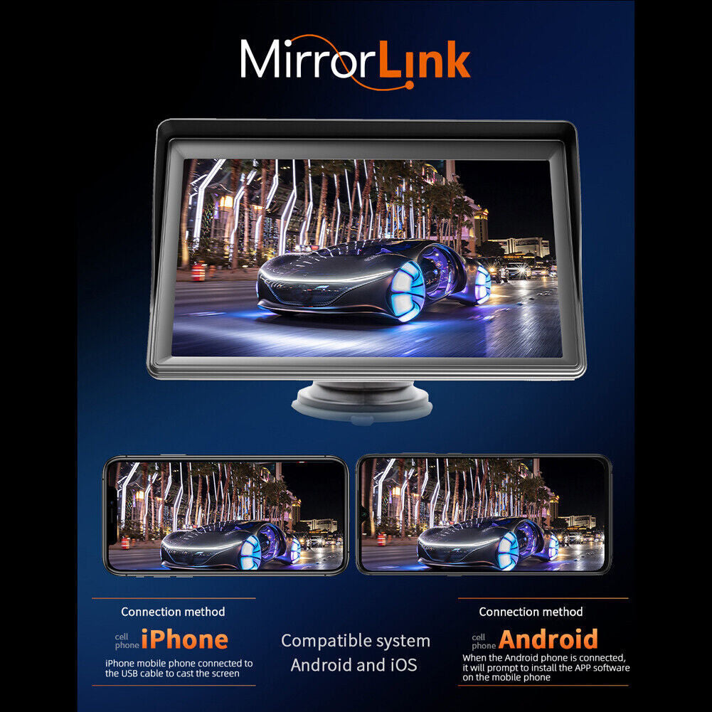 7" Portable Car Stereo Radio for Apple CarPlay Android Auto Bluetooth 