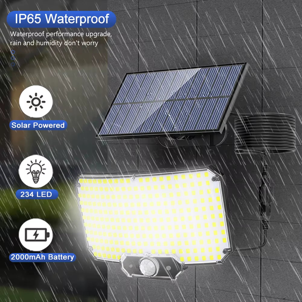 Solar Lights 234LED Security Lights Outdoor Garden Motion Sensor 3 Modes Waterproof Split Solar Flood Wall Lights Garage