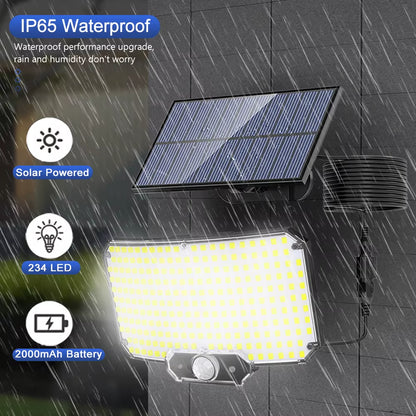 Solar Lights 234LED Security Lights Outdoor Garden Motion Sensor 3 Modes Waterproof Split Solar Flood Wall Lights Garage