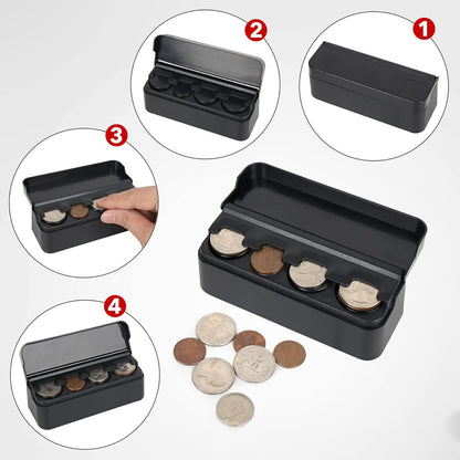 2X Portable Car Coin Holder Mini Change Storage Box Interior Organizer Container