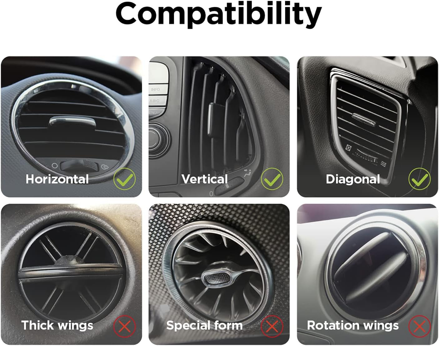 Magnetic Car Charger Mount Compatible with Magsafe, Compatible with Iphone 17/16/15/14/13/12/11 Series, All Other Brand Wireless Charging Phones - Magnetic Ring Included, Two Mounting Options